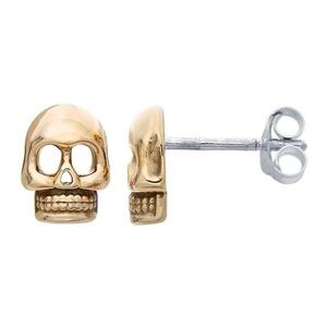Bronze Skull Stud Earrings 9x6mm